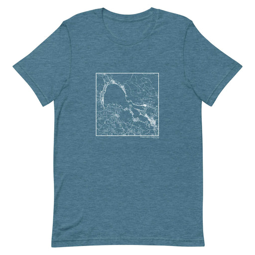 Clear Lake California  Map Unisex T-Shirt with City inscription in Heather Teal