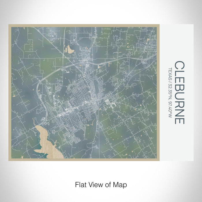 Rendered View of Cleburne Texas Map on 20oz Stainless Steel Insulated Bottle with Bamboo Top with printed afternoon style map