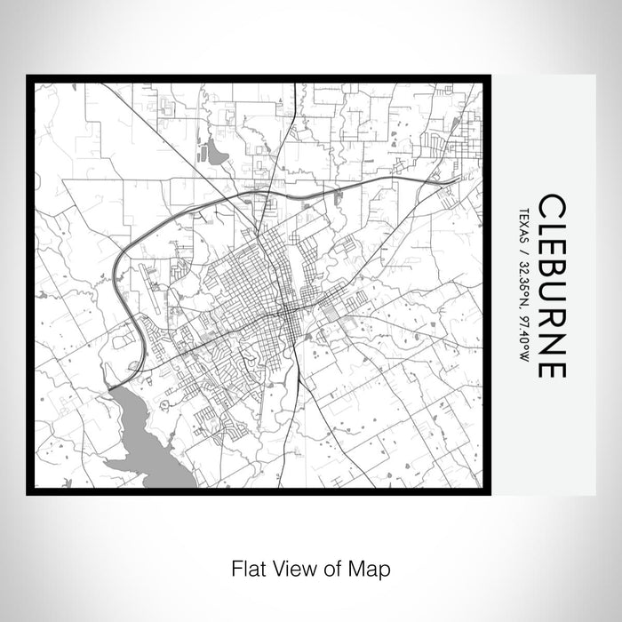 Rendered View of Cleburne Texas Map on 20oz Stainless Steel Insulated Bottle with Bamboo Top with printed classic style map