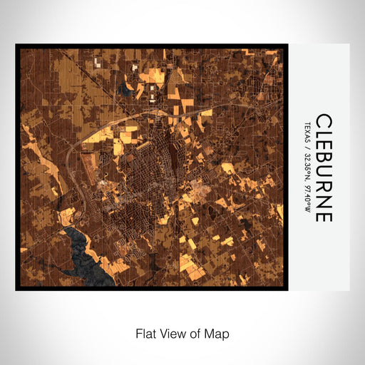 Rendered View of Cleburne Texas Map on 20oz Stainless Steel Insulated Bottle with Bamboo Top with printed ember style map