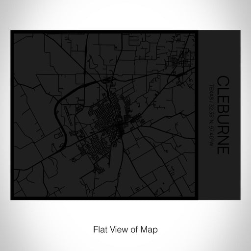 Rendered View of Cleburne Texas Map on 20oz Stainless Steel Insulated Bottle with Bamboo Top in Matte Black with printed Tactile Lines Map in Black