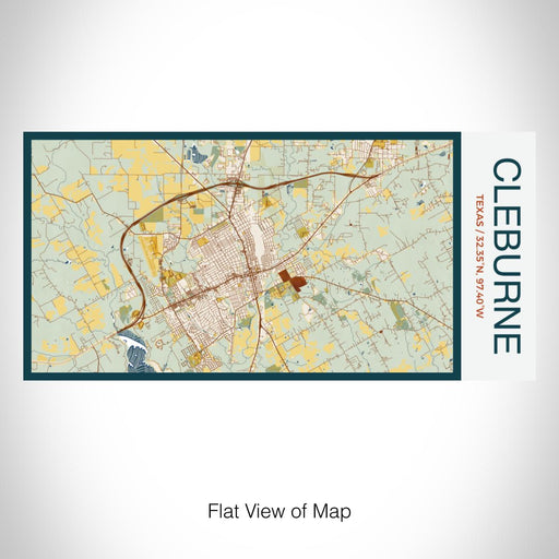 Rendered View of Cleburne Texas Map on 17oz Stainless Steel Insulated Bottle with printed woodblock style map