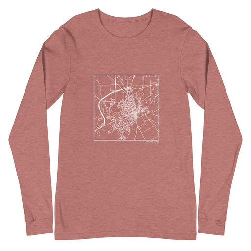 Cleburne Texas  Map Unisex Long-Sleeve T-shirt with City inscription in Heather Mauve