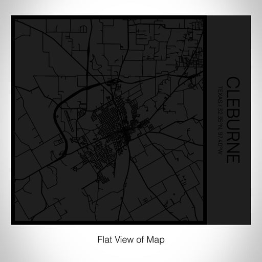 Rendered View of Cleburne Texas Map on 17oz Stainless Steel Insulated Tumbler in Matte Black with Tactile Lines