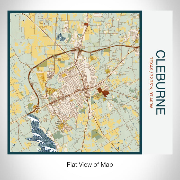 Rendered View of Cleburne Texas Map on 17oz Stainless Steel Insulated Tumbler in Woodblock Map Style