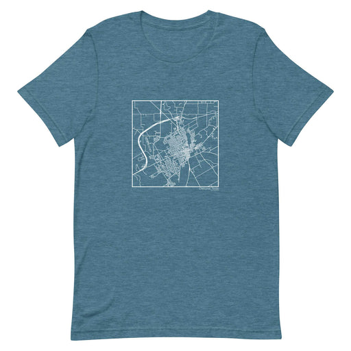 Cleburne Texas  Map Unisex T-Shirt with City inscription in Heather Teal