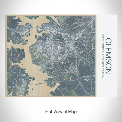 Rendered View of Clemson South Carolina Map on 20oz Stainless Steel Insulated Bottle with Bamboo Top with printed afternoon style map