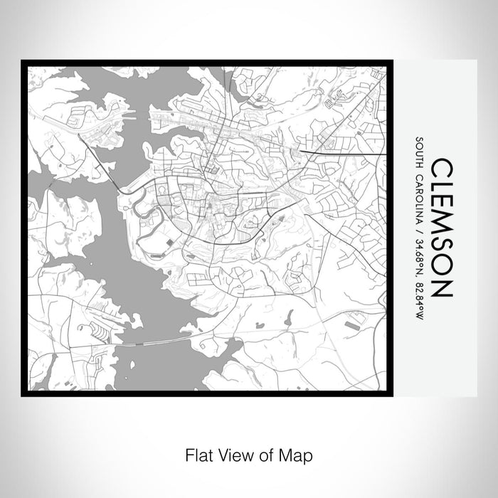 Rendered View of Clemson South Carolina Map on 20oz Stainless Steel Insulated Bottle with Bamboo Top with printed classic style map