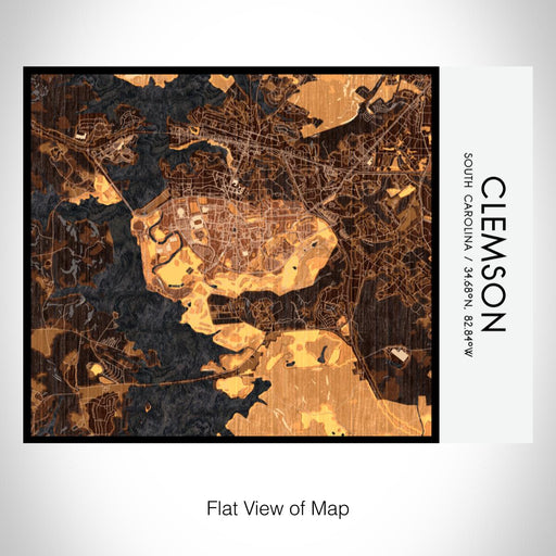 Rendered View of Clemson South Carolina Map on 20oz Stainless Steel Insulated Bottle with Bamboo Top with printed ember style map