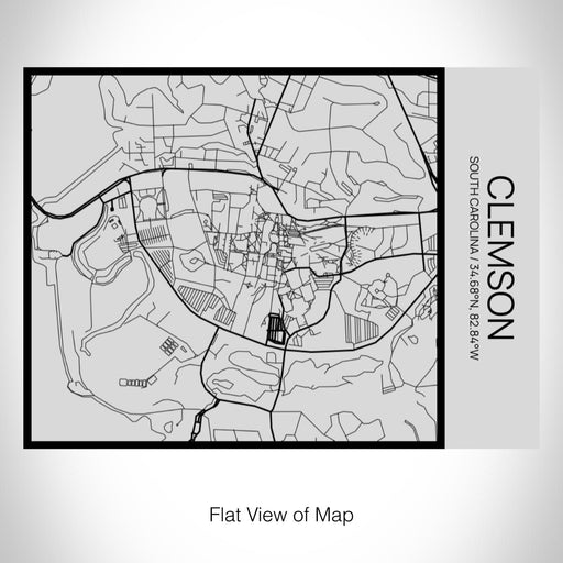 Rendered View of Clemson South Carolina Map on 20oz Stainless Steel Insulated Bottle with Bamboo Top with printed Tactile Lines Map in Black