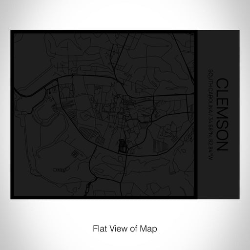 Rendered View of Clemson South Carolina Map on 20oz Stainless Steel Insulated Bottle with Bamboo Top in Matte Black with printed Tactile Lines Map in Black