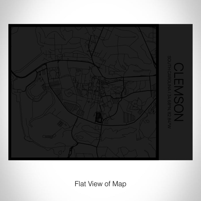 Rendered View of Clemson South Carolina Map on 20oz Stainless Steel Insulated Bottle with Bamboo Top in Matte Black with printed Tactile Lines Map in Black