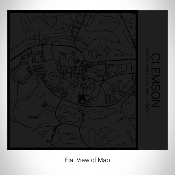 Rendered View of Clemson South Carolina Map on 17oz Stainless Steel Insulated Tumbler in Matte Black with Tactile Lines