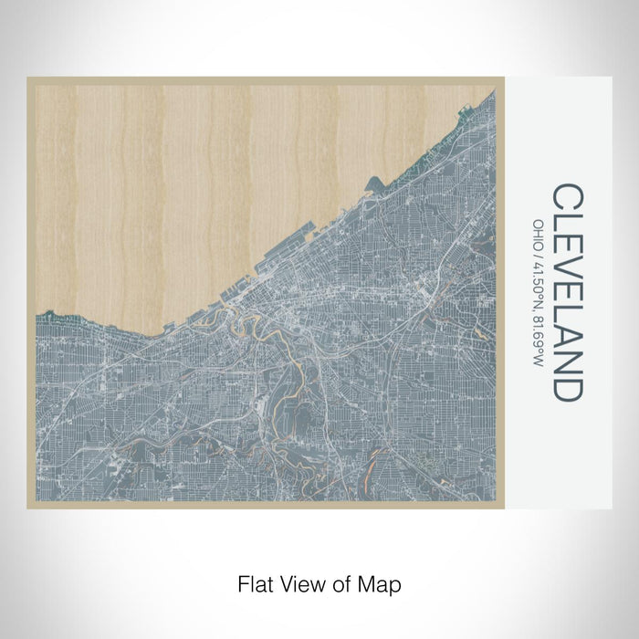 Rendered View of Cleveland Ohio Map on 20oz Stainless Steel Insulated Bottle with Bamboo Top with printed afternoon style map