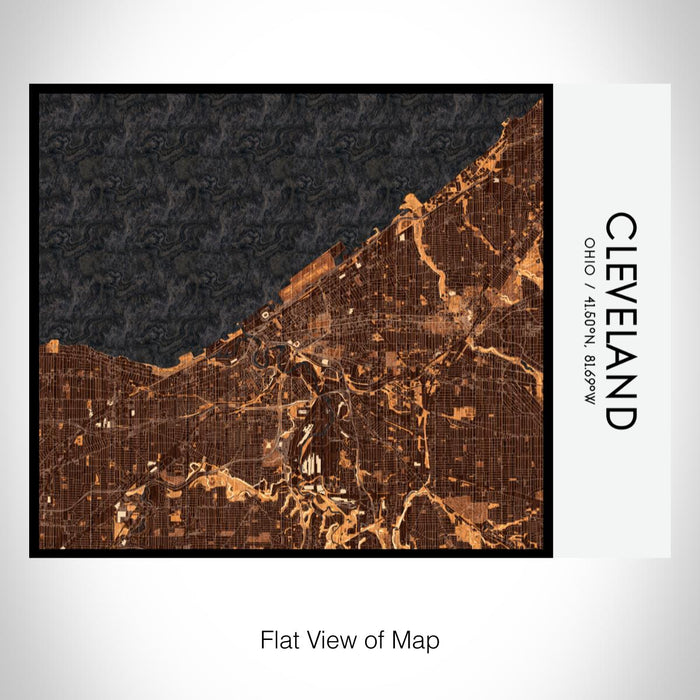 Rendered View of Cleveland Ohio Map on 20oz Stainless Steel Insulated Bottle with Bamboo Top with printed ember style map