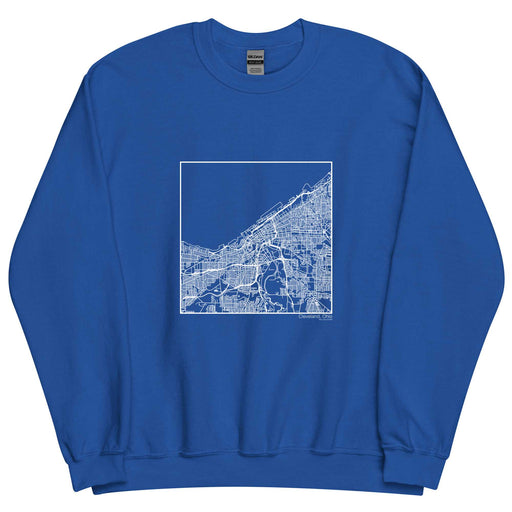 Cleveland Ohio  Map Unisex Crewneck Sweater with City inscription in Royal Blue