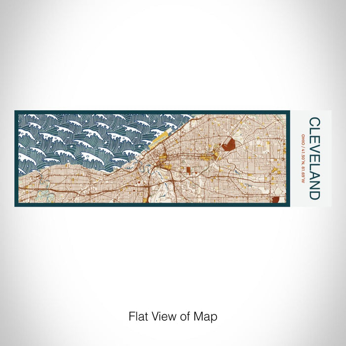 Rendered View of Cleveland Ohio Map on 10oz Stainless Steel Insulated Cup in Woodblock with Sliding Lid