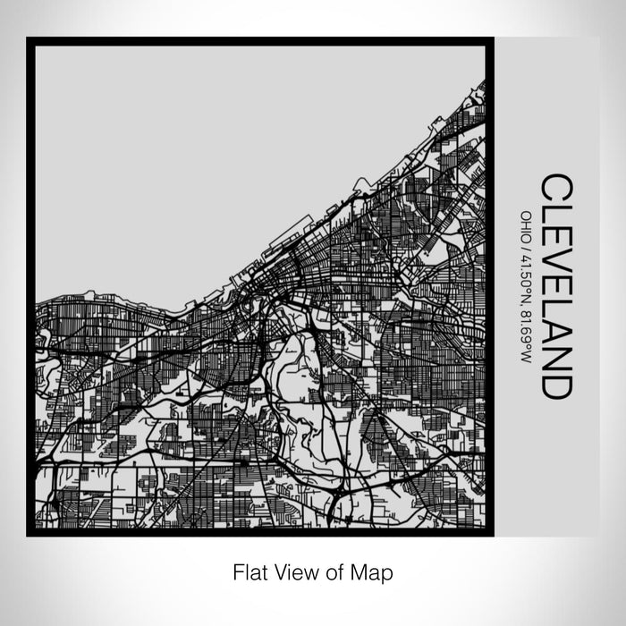 Rendered View of Cleveland Ohio Map on 17oz Stainless Steel Insulated Tumbler in Tactile Lines with Succulent in Background