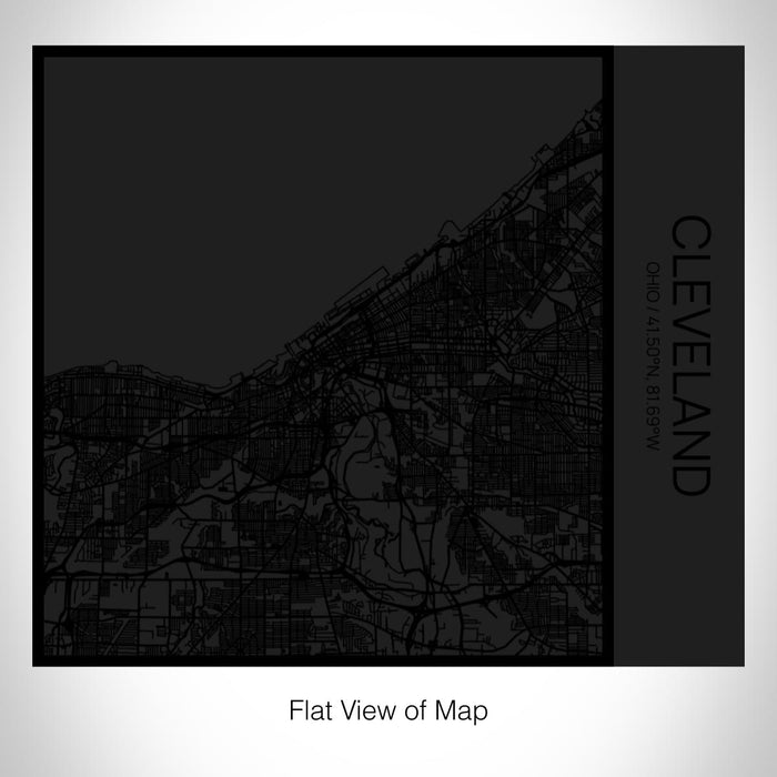 Rendered View of Cleveland Ohio Map on 17oz Stainless Steel Insulated Tumbler in Matte Black with Tactile Lines