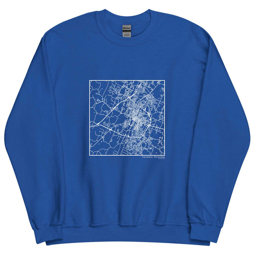 Cleveland Tennessee  Map Unisex Crewneck Sweater with City inscription in Royal Blue