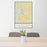 24x36 Clinton North Carolina Map Print Portrait Orientation in Woodblock Style Behind 2 Chairs Table and Potted Plant