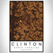 Clinton North Carolina Map Print Portrait Orientation in Ember Style With Shaded Background