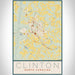 Clinton North Carolina Map Print Portrait Orientation in Woodblock Style With Shaded Background