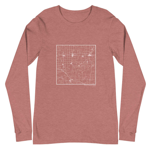 Clinton County Illinois  Map Unisex Long-Sleeve T-shirt with City inscription in Heather Mauve