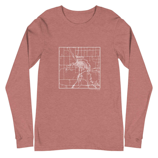 Cloquet Minnesota  Map Unisex Long-Sleeve T-shirt with City inscription in Heather Mauve