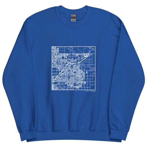 Clovis California  Map Unisex Crewneck Sweater with City inscription in Royal Blue
