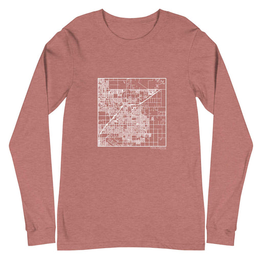 Clovis California  Map Unisex Long-Sleeve T-shirt with City inscription in Heather Mauve