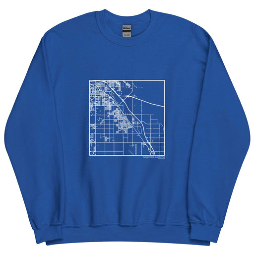 Coachella California  Map Unisex Crewneck Sweater with City inscription in Royal Blue
