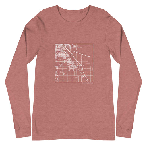 Coachella California  Map Unisex Long-Sleeve T-shirt with City inscription in Heather Mauve