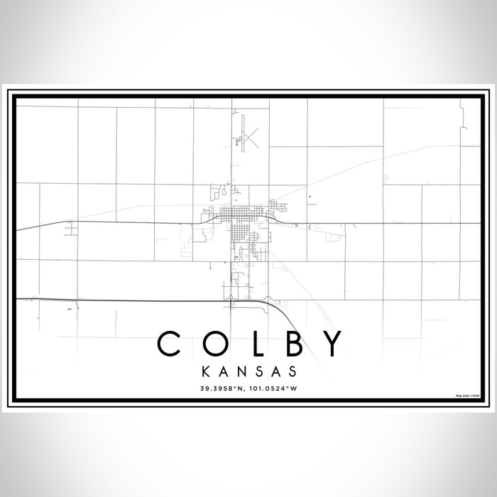 Colby Kansas Map Print Landscape Orientation in Classic Style With Shaded Background