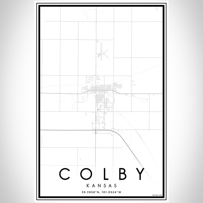 Colby Kansas Map Print Portrait Orientation in Classic Style With Shaded Background