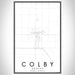 Colby Kansas Map Print Portrait Orientation in Classic Style With Shaded Background