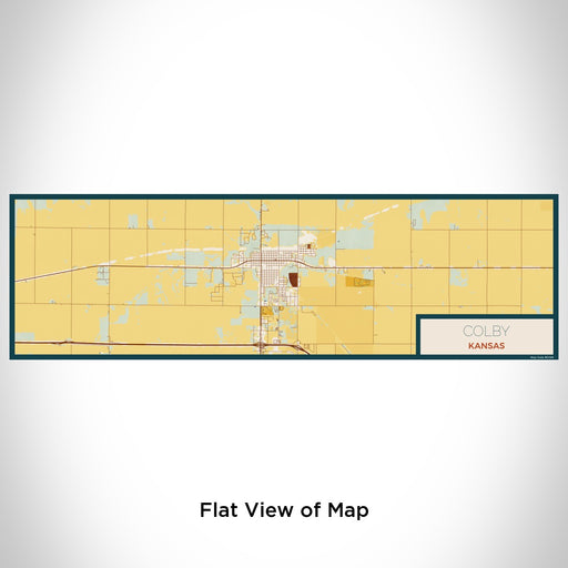 Flat View of Map Custom Colby Kansas Map Enamel Mug in Woodblock
