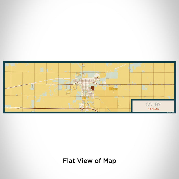 Flat View of Map Custom Colby Kansas Map Enamel Mug in Woodblock