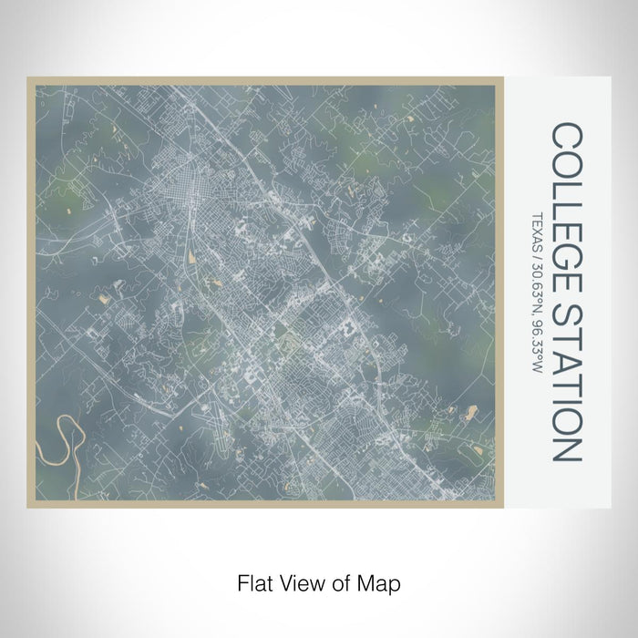 Rendered View of College Station Texas Map on 20oz Stainless Steel Insulated Bottle with Bamboo Top with printed afternoon style map