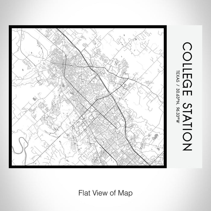 Rendered View of College Station Texas Map on 20oz Stainless Steel Insulated Bottle with Bamboo Top with printed classic style map