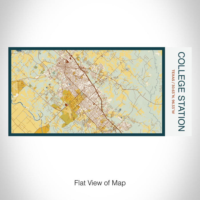 Rendered View of College Station Texas Map on 17oz Stainless Steel Insulated Bottle with printed woodblock style map