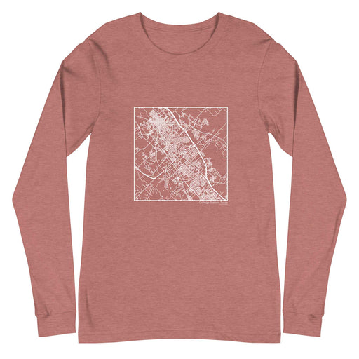 College Station Texas  Map Unisex Long-Sleeve T-shirt with City inscription in Heather Mauve
