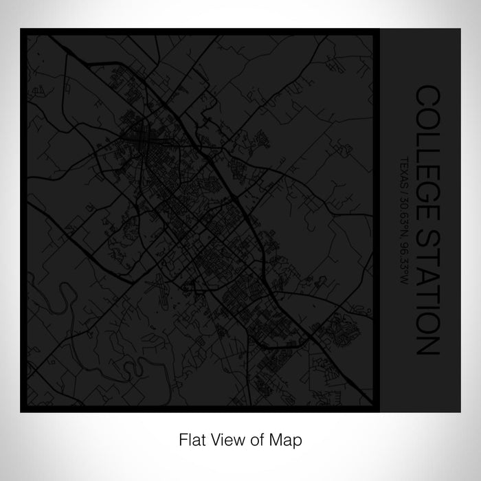 Rendered View of College Station Texas Map on 17oz Stainless Steel Insulated Tumbler in Matte Black with Tactile Lines