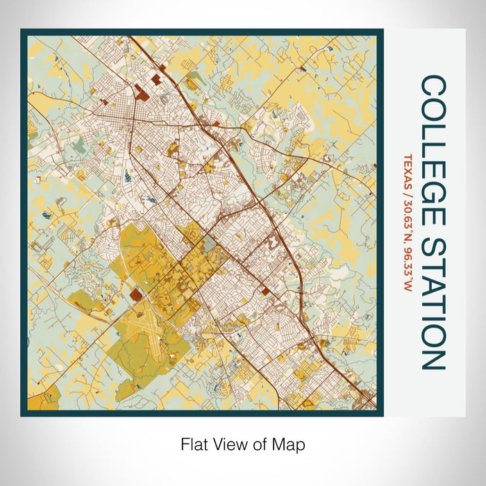 Rendered View of College Station Texas Map on 17oz Stainless Steel Insulated Tumbler in Woodblock Map Style