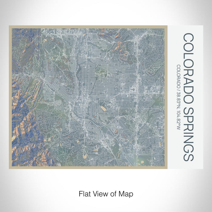 Rendered View of Colorado Springs Colorado Map on 20oz Stainless Steel Insulated Bottle with Bamboo Top with printed afternoon style map