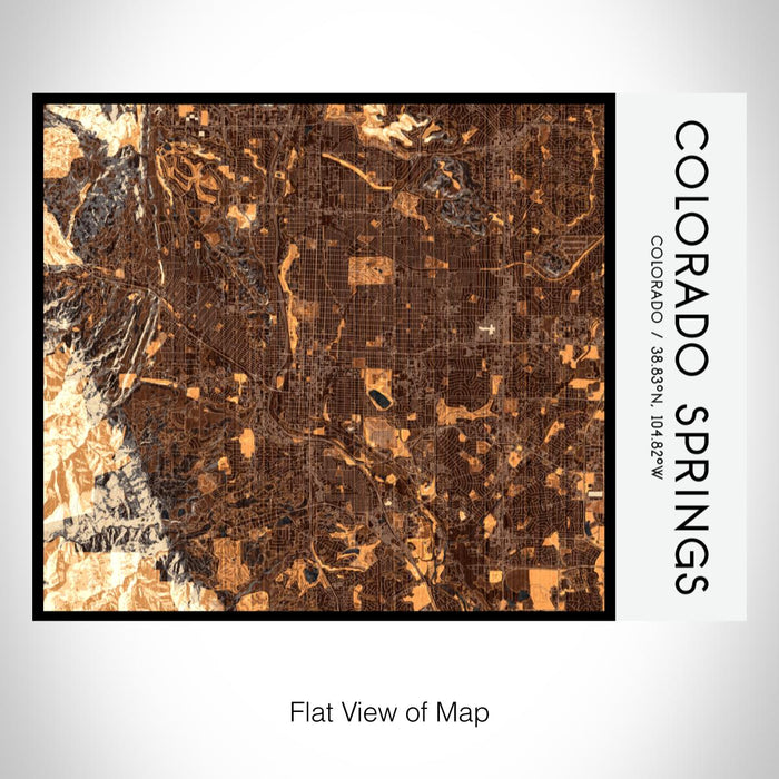 Rendered View of Colorado Springs Colorado Map on 20oz Stainless Steel Insulated Bottle with Bamboo Top with printed ember style map