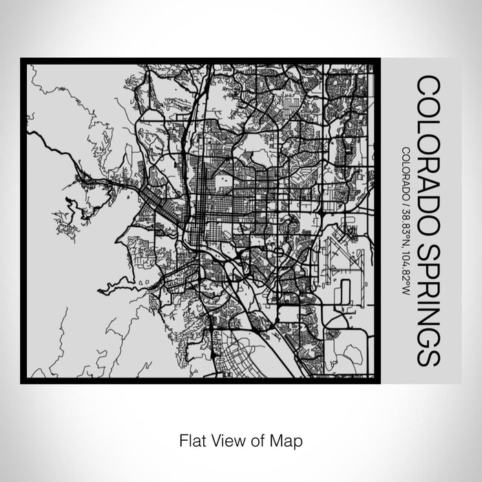 Rendered View of Colorado Springs Colorado Map on 20oz Stainless Steel Insulated Bottle with Bamboo Top with printed Tactile Lines Map in Black