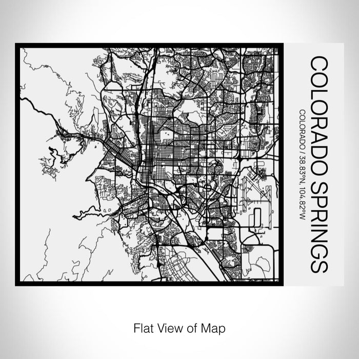Rendered View of Colorado Springs Colorado Map on 20oz Stainless Steel Insulated Bottle with Bamboo Top in Matte White with printed Tactile Lines Map in Black