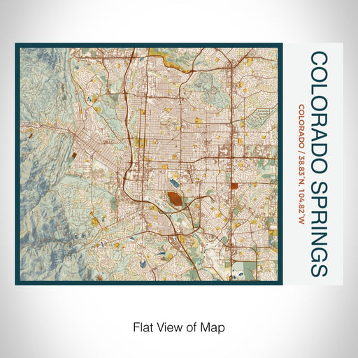 Rendered View of Colorado Springs Colorado Map on 20oz Stainless Steel Insulated Bottle with Bamboo Top with printed woodblock style map