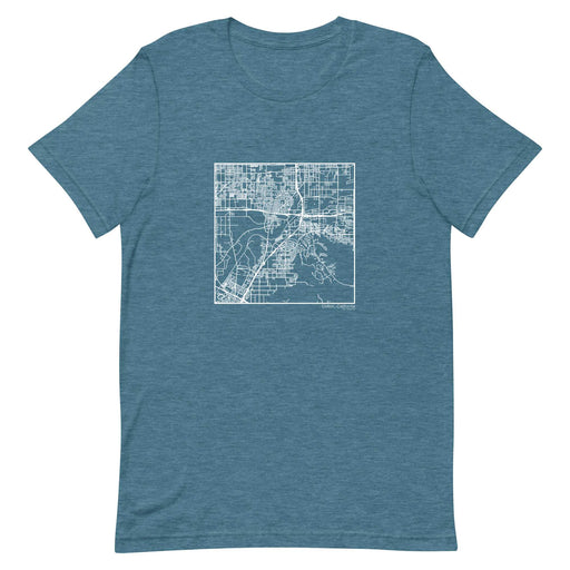 Colton California  Map Unisex T-Shirt with City inscription in Heather Teal